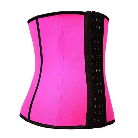 Hot pink latex waist trainer - Picture 2 of 5